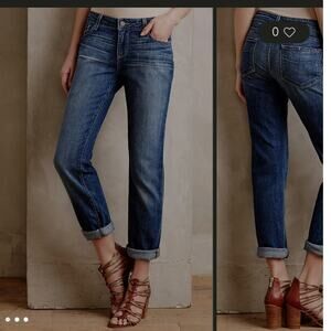 Anthropologie Paige Jimmy Jimmy Mid-Rise Skinny Jeans Blue Denim Distressed 26